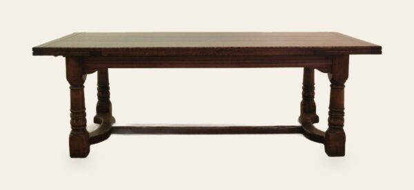 Refectory drawleaf table four planked, top, view 1 — handmade by Bryn Hall in Suffolk