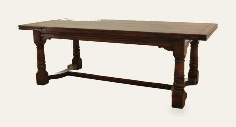 Refectory drawleaf table four planked, top, view 2 — handmade by Bryn Hall in Suffolk