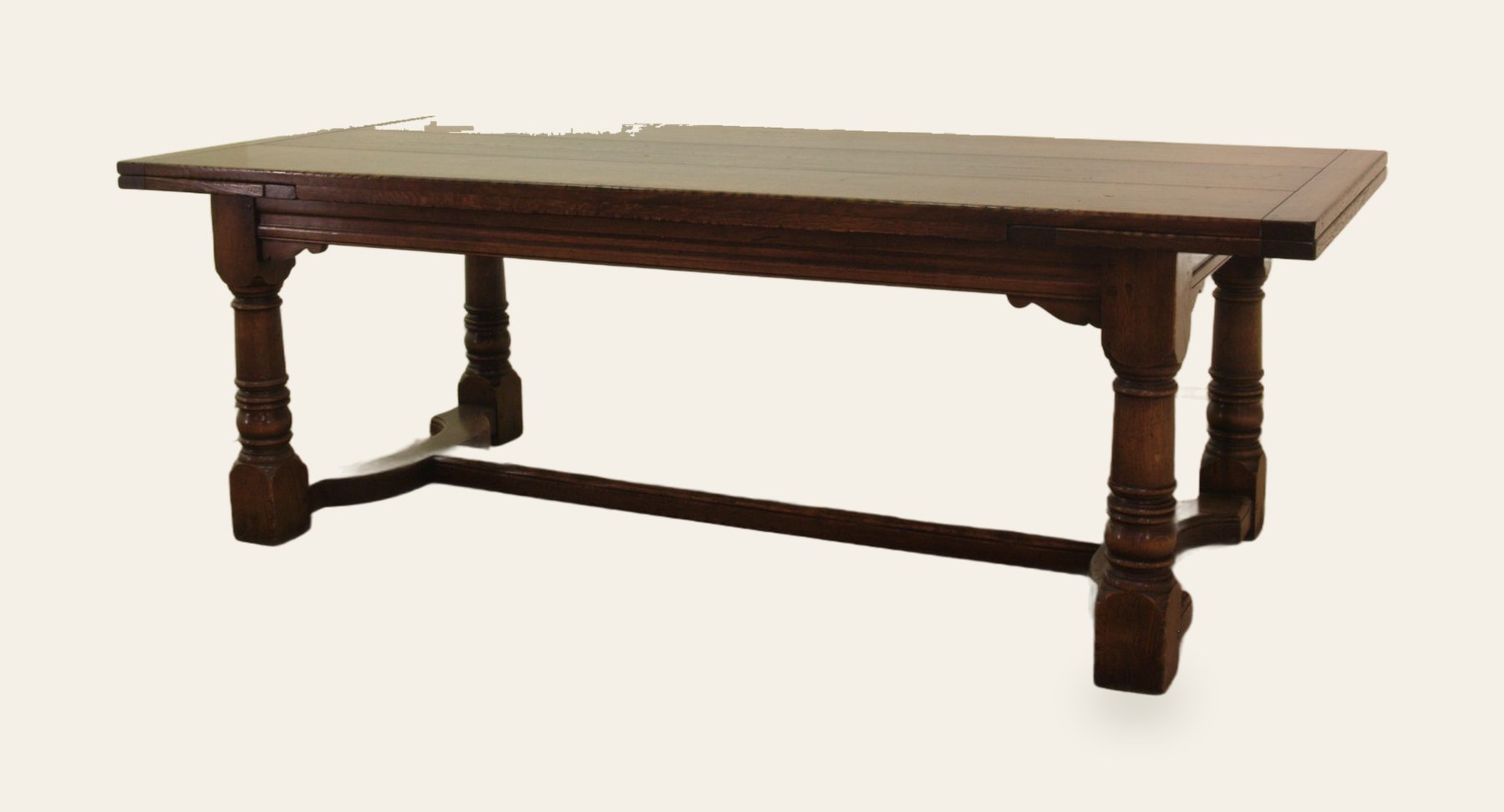 Refectory drawleaf table four planked, top, view 2 — handmade by Bryn Hall in Suffolk