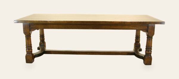 Refectory table 2 inch top 303, side view — handmade by Bryn Hall in Suffolk