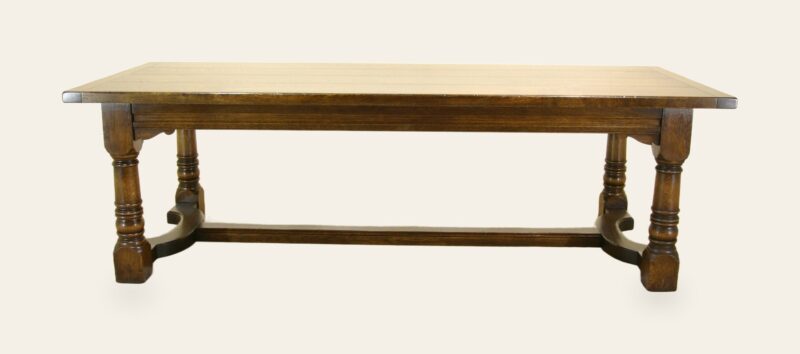 Refectory table 2 inch top 303, side view — handmade by Bryn Hall in Suffolk