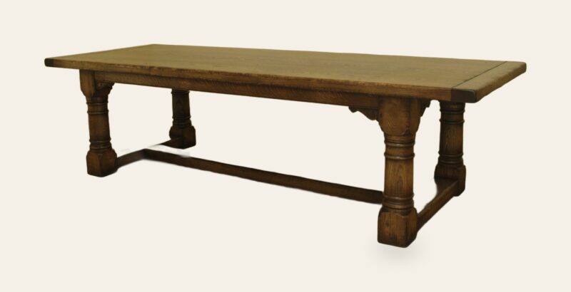 Refectory table 303, angle view — handmade by Bryn Hall in Suffolk