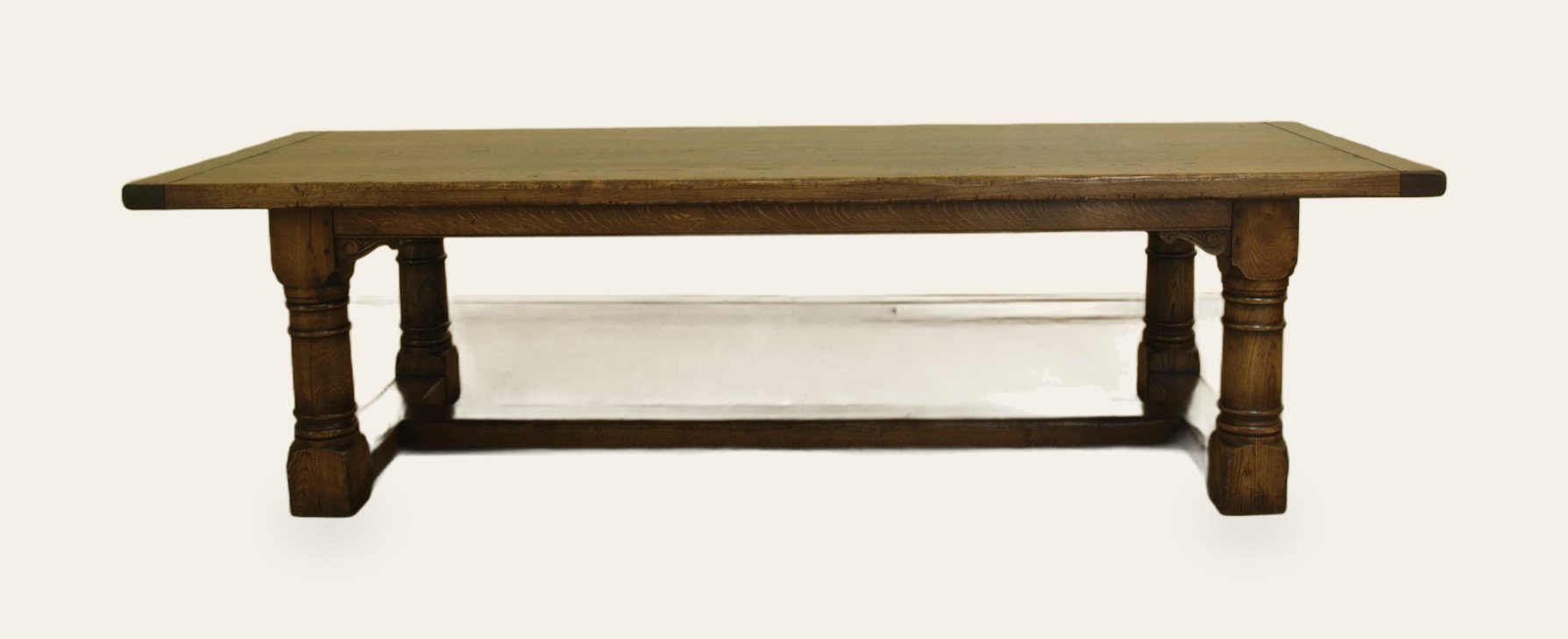 Refectory table 303, side view — handmade by Bryn Hall in Suffolk
