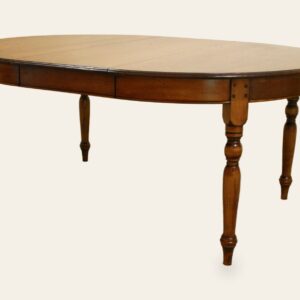 Round farm house table turned legs leaf in — handmade by Bryn Hall in Suffolk