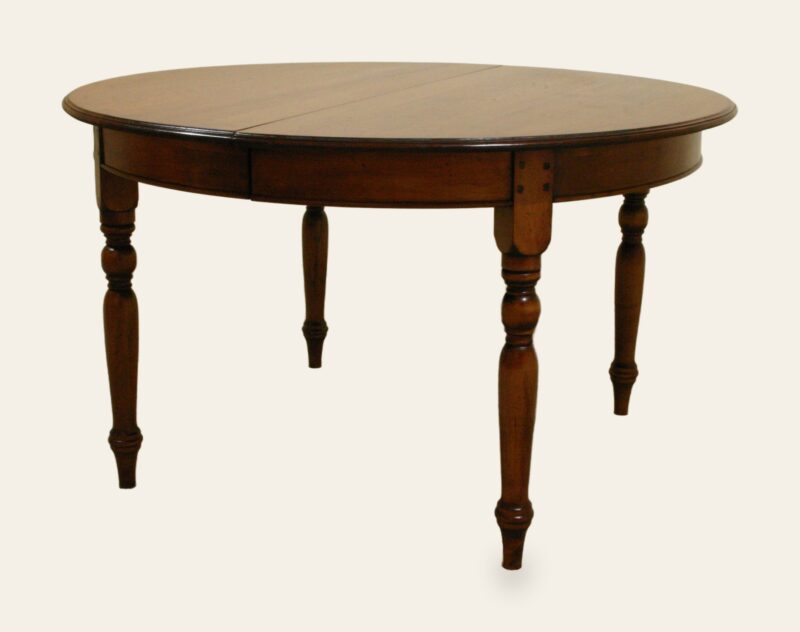 Round farm house table turned legs leaf out — handmade by Bryn Hall in Suffolk
