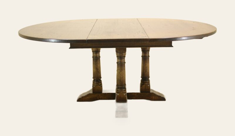 Round monks table leaves out 344, view 2 — handmade by Bryn Hall in Suffolk