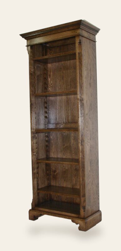 Single bookcase with shelves in — handmade by Bryn Hall in Suffolk