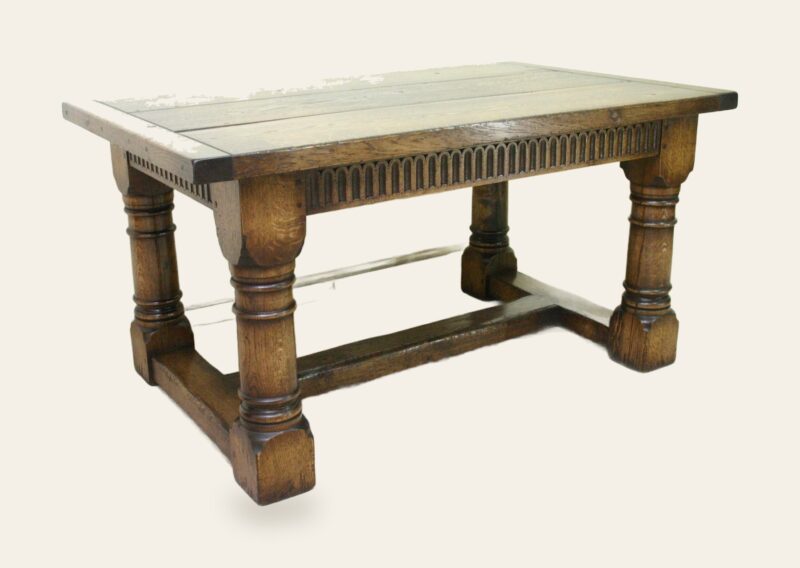 Small character oak refectory table 303a — handmade by Bryn Hall in Suffolk