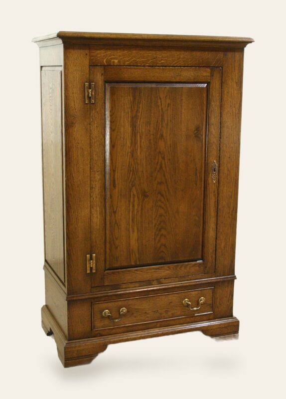 Small single wardrobe, angle view — handmade by Bryn Hall in Suffolk