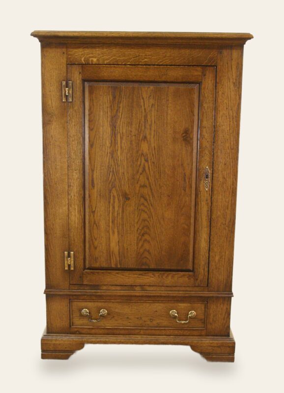 Small single wardrobe, front view — handmade by Bryn Hall in Suffolk
