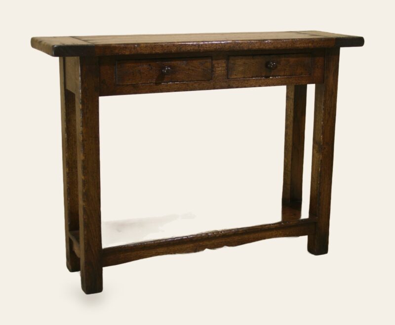 Square leg server two drawers, angle view — handmade by Bryn Hall in Suffolk