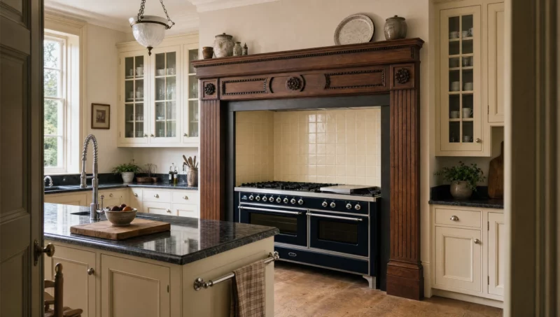 An Essex kitchen with a chimneypiece, by Square & True