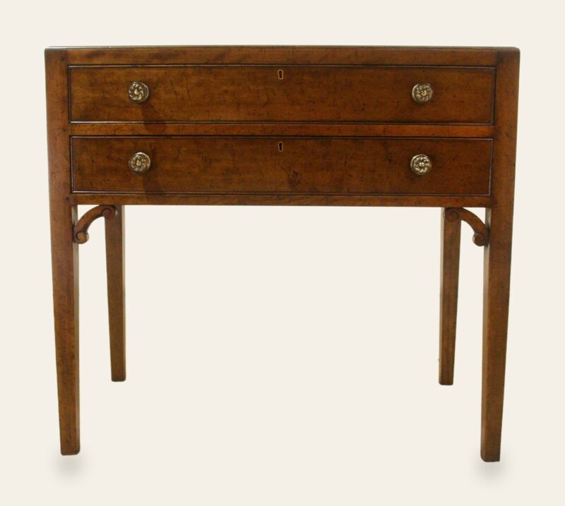 Tea caddy server two drawers, front view cherry — handmade by Bryn Hall in Suffolk