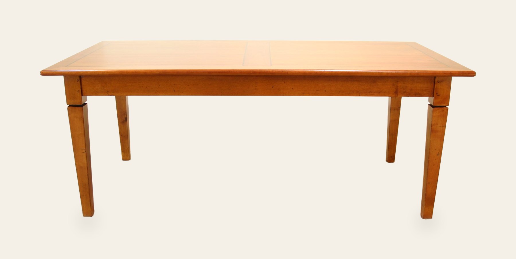 Thailand fixed top table 300b, side view — handmade by Bryn Hall in Suffolk