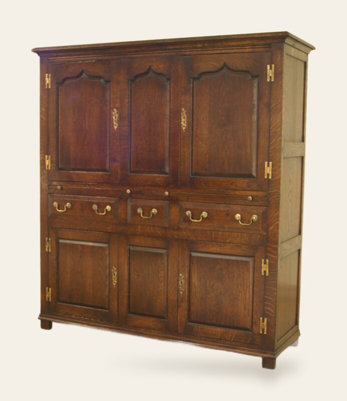 Three door drawer drinks cabinet, angle view — handmade by Bryn Hall in Suffolk