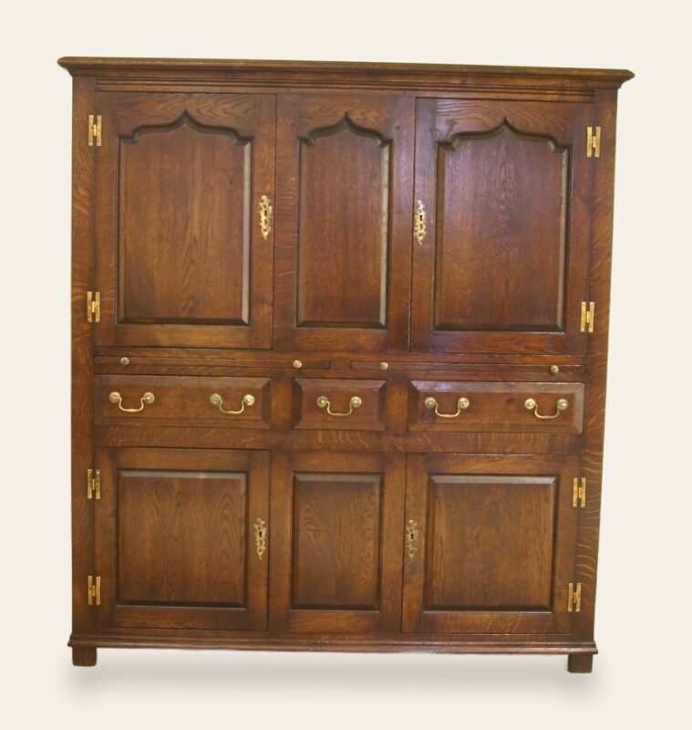 Three door drawer drinks cabinet, front view — handmade by Bryn Hall in Suffolk