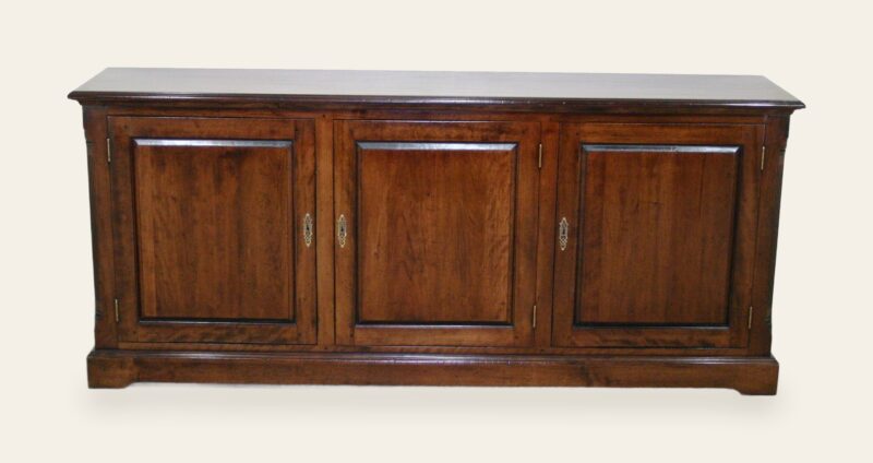 Three door dresser base, front view cherry — handmade by Bryn Hall in Suffolk