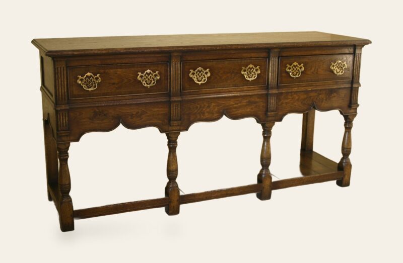 Three drawer potboard base 123b architectural, angle view — handmade by Bryn Hall in Suffolk