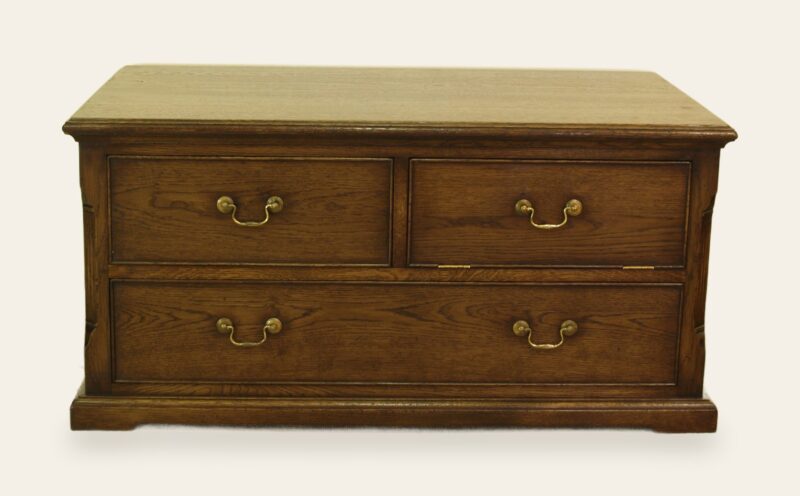 Three drawer tv stand, view 1 — handmade by Bryn Hall in Suffolk