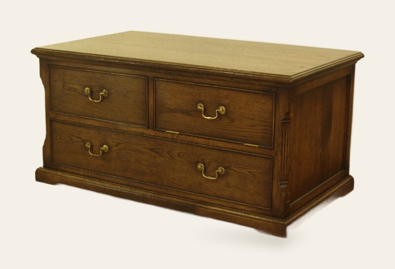 Three drawer tv stand, view 2 — handmade by Bryn Hall in Suffolk