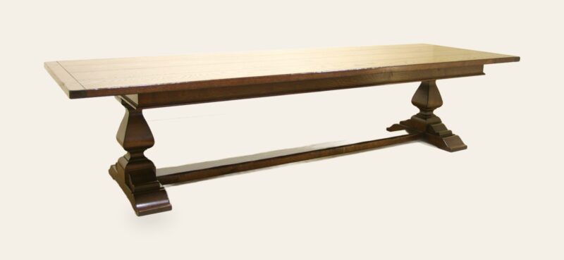 Truncated leg trestle table 343, angle view — handmade by Bryn Hall in Suffolk