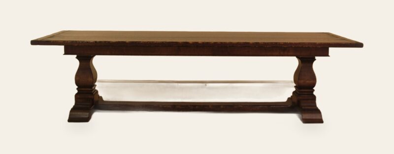 Truncated leg trestle table, side view — handmade by Bryn Hall in Suffolk