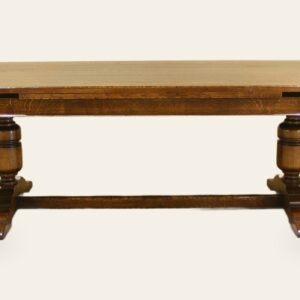 Turned bulbous drawleaf table, side view — handmade by Bryn Hall in Suffolk