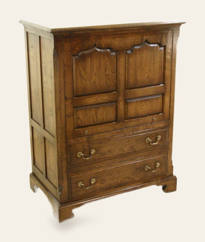 Tv cabinet with up and over door 146, angle, view 1 — handmade by Bryn Hall in Suffolk