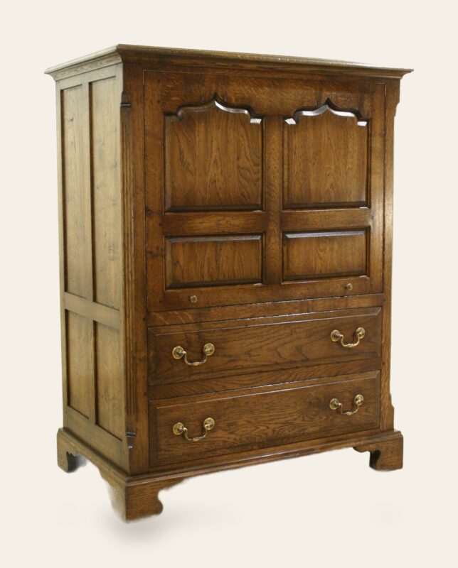 Tv cabinet with up and over door 146, angle, view 2 — handmade by Bryn Hall in Suffolk