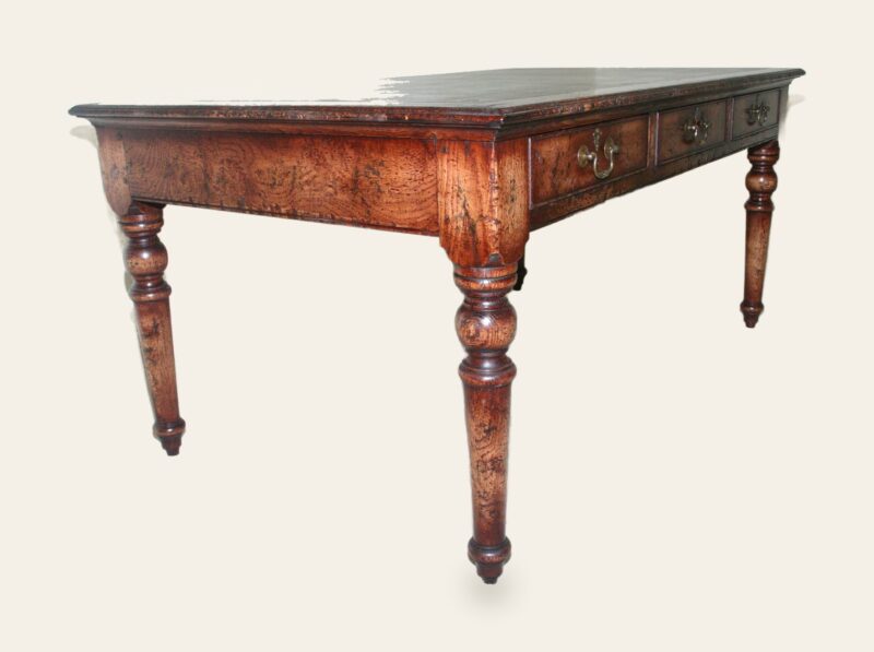 Victorian desk with green a leather top — handmade by Bryn Hall in Suffolk