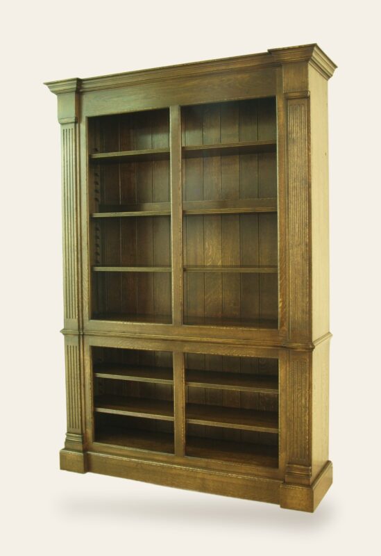 Victorian open bookcase 956, angle view — handmade by Bryn Hall in Suffolk