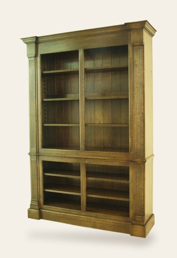 Victorian open bookcase 956, angle view — handmade by Bryn Hall in Suffolk