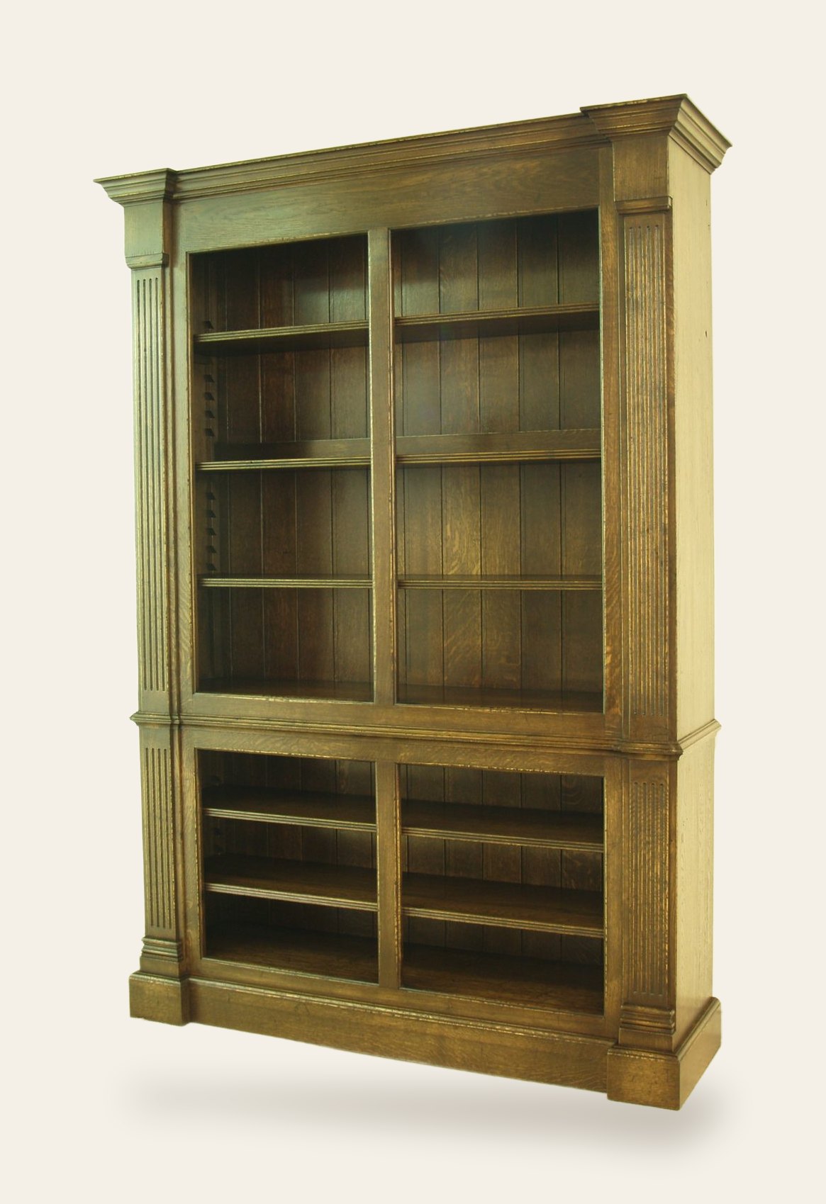 Victorian open bookcase 956, angle view — handmade by Bryn Hall in Suffolk