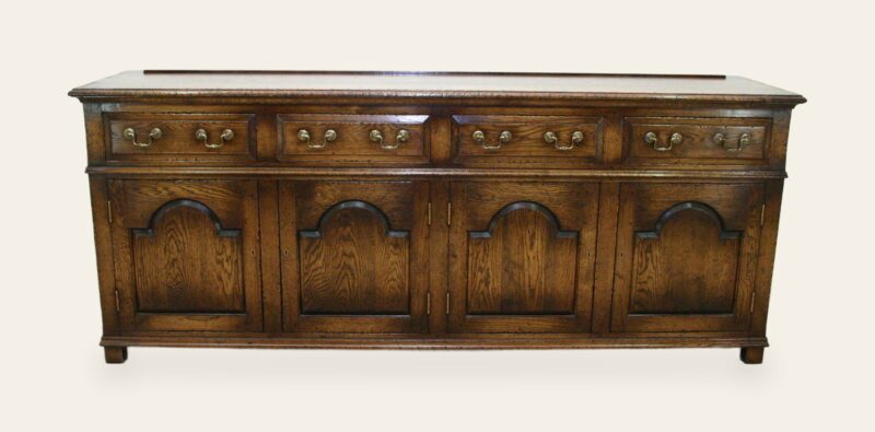 Welsh dresser base, front view — handmade by Bryn Hall in Suffolk