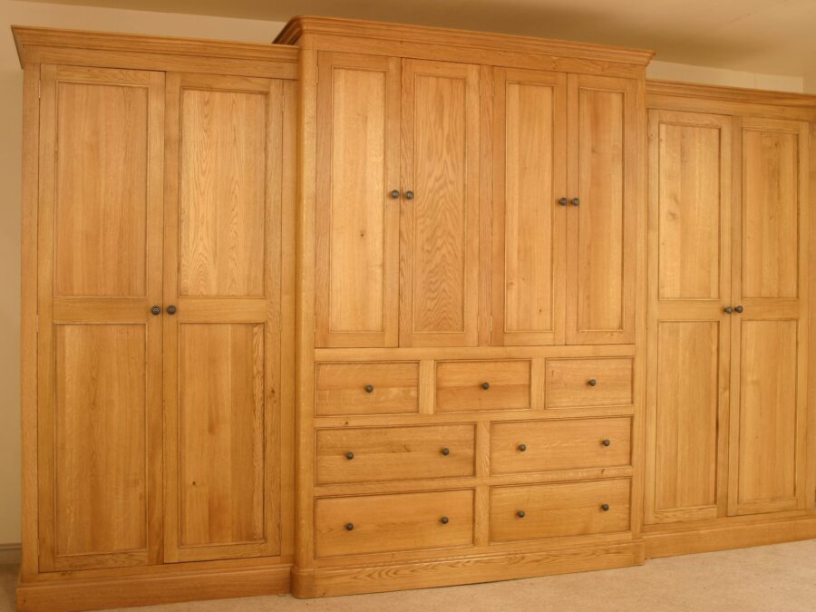 Large brakefront wardrobe 8 doors and 7 drawers, view 1 — handmade by Bryn Hall in Suffolk