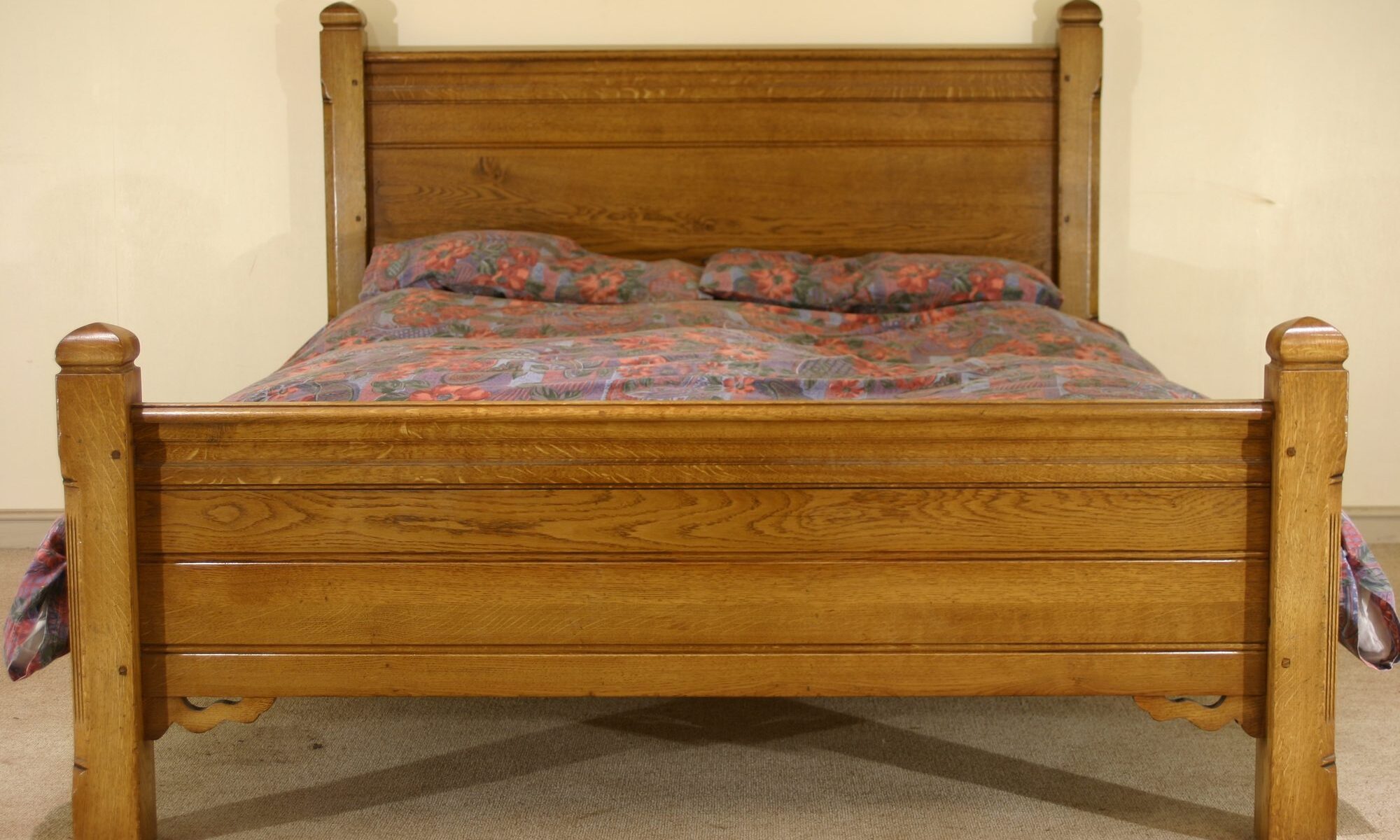 Gothic bed, front view — handmade by Bryn Hall in Suffolk