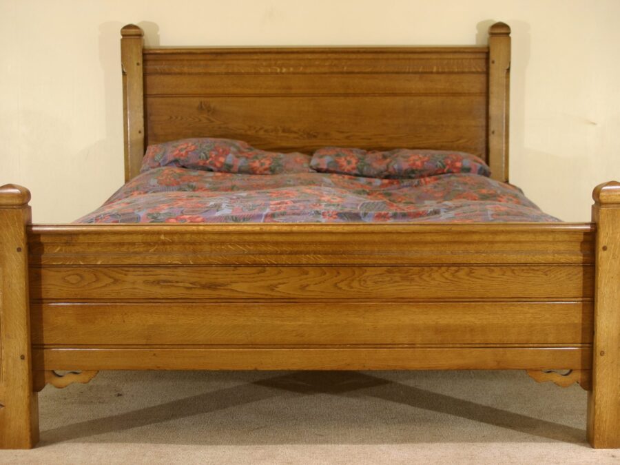Gothic bed, front view — handmade by Bryn Hall in Suffolk