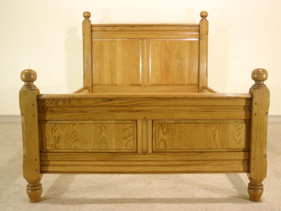 Paneled bed 928, front view — handmade by Bryn Hall in Suffolk