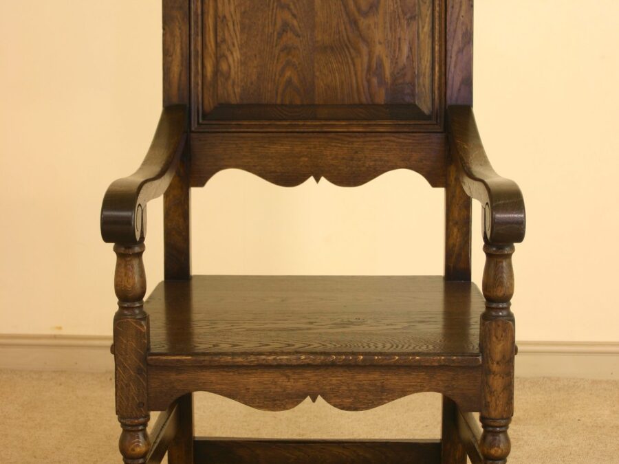 Coach house carver chair 518, front view — handmade by Bryn Hall in Suffolk