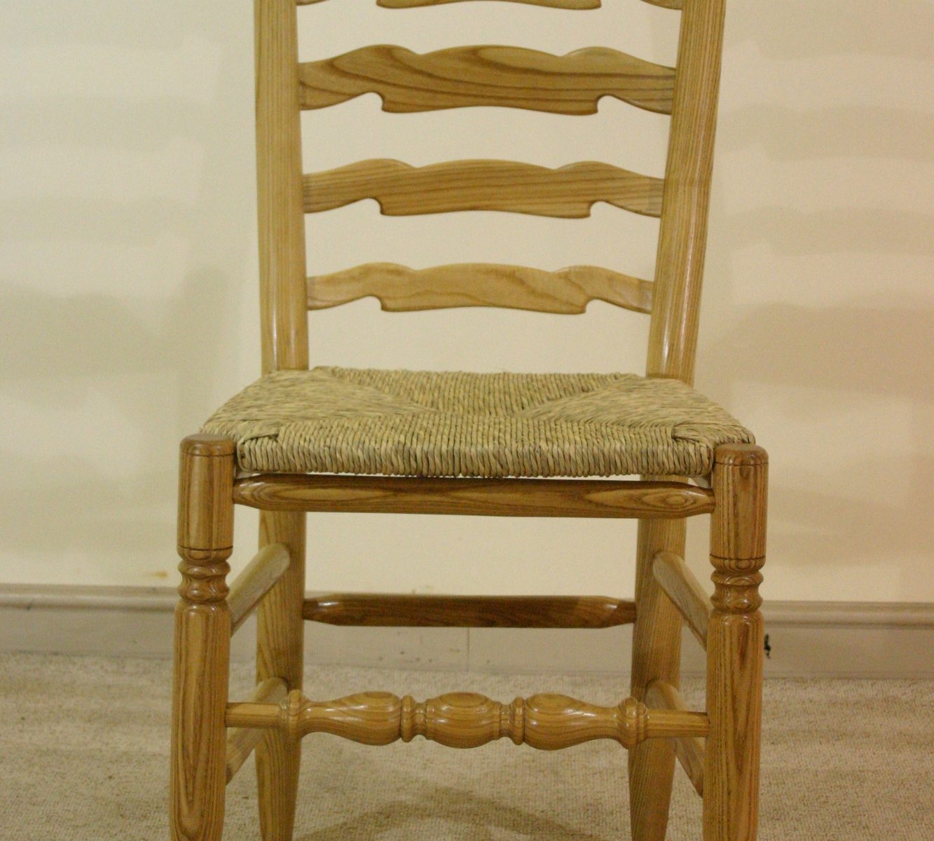Ladder back single chair 514a, front view — handmade by Bryn Hall in Suffolk