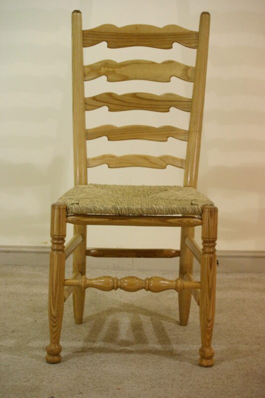 Ladder back single chair 514a, front view — handmade by Bryn Hall in Suffolk