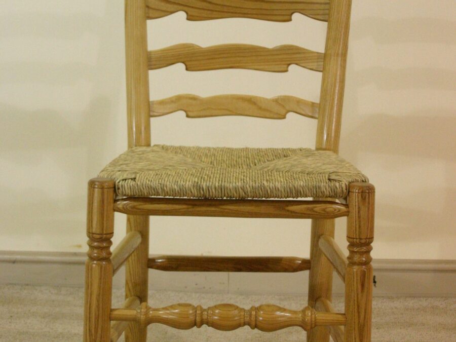 Ladder back single chair 514a, front view — handmade by Bryn Hall in Suffolk