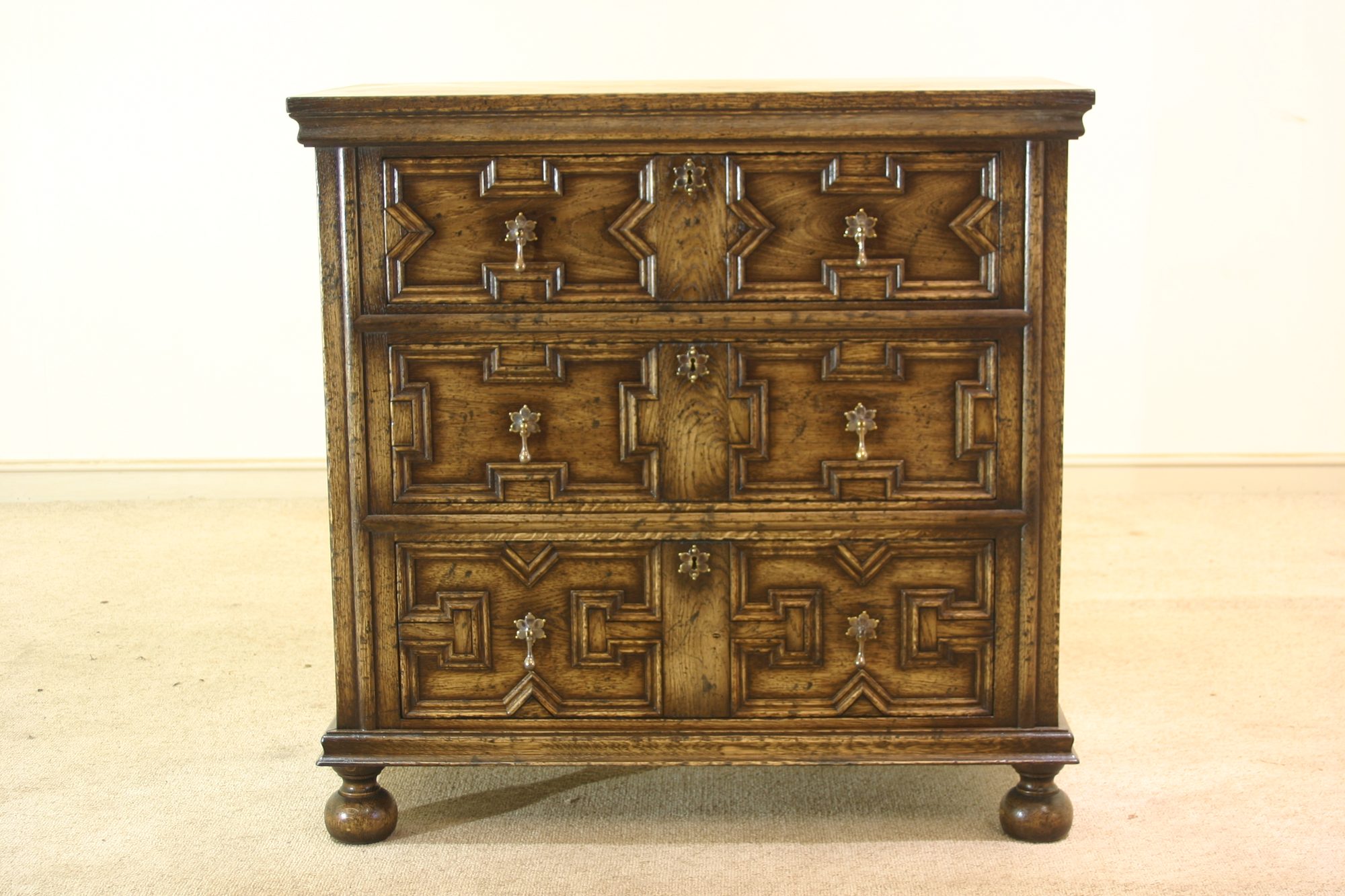 Moulded front chest of drawers 978, front view — handmade by Bryn Hall in Suffolk