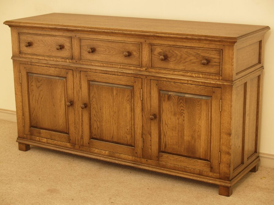 Denbigh dresser base 210, angle view — handmade by Bryn Hall in Suffolk