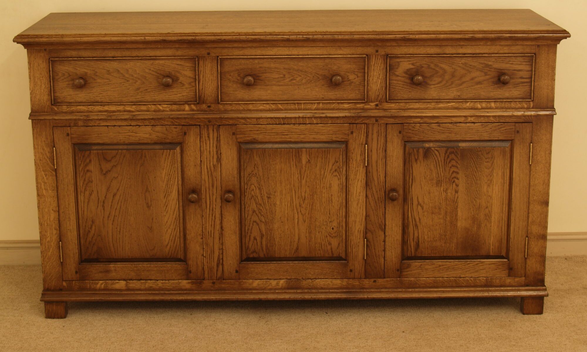Denbigh dresser base 210, front view — handmade by Bryn Hall in Suffolk