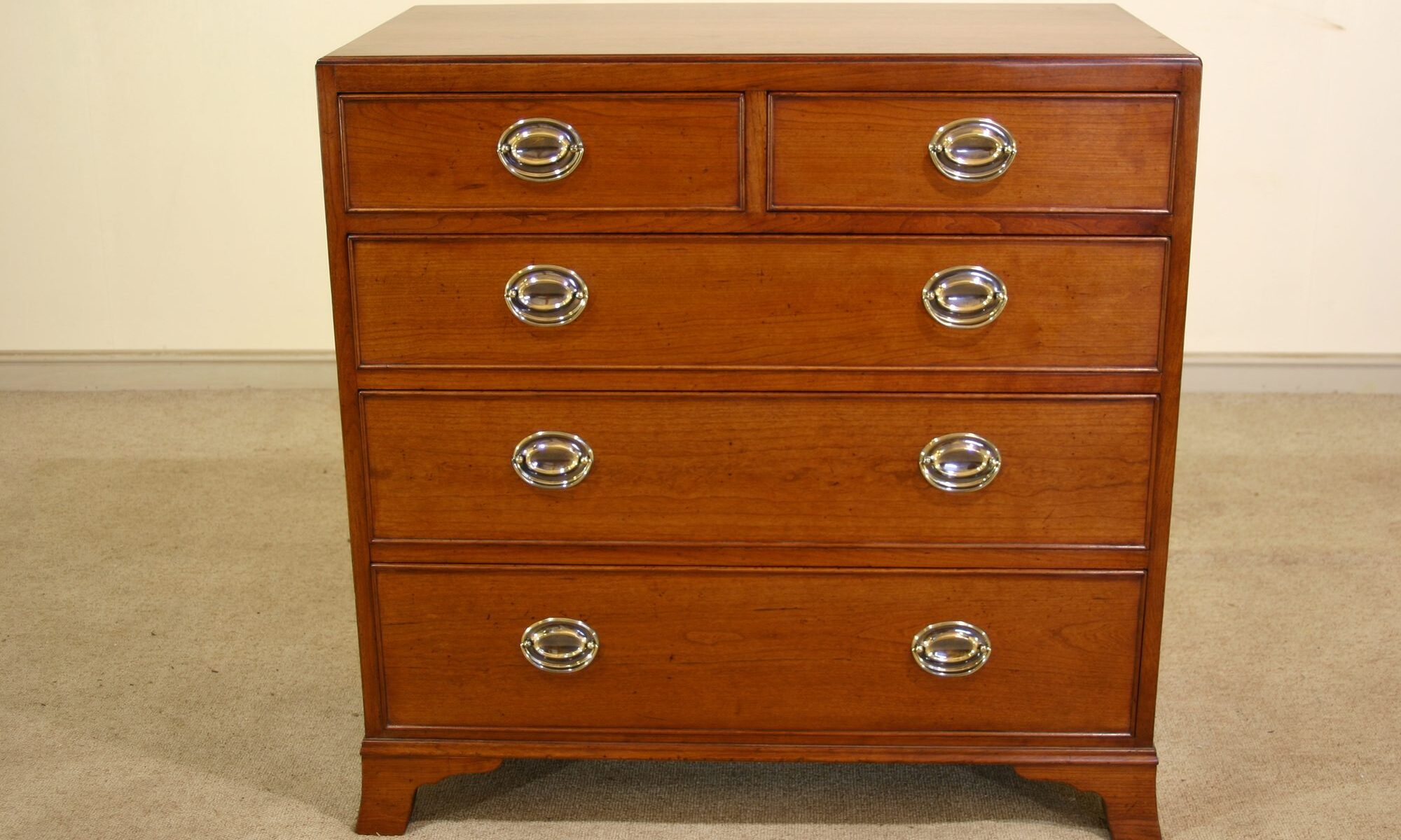 Tea caddy chest of drawers, front view — handmade by Bryn Hall in Suffolk