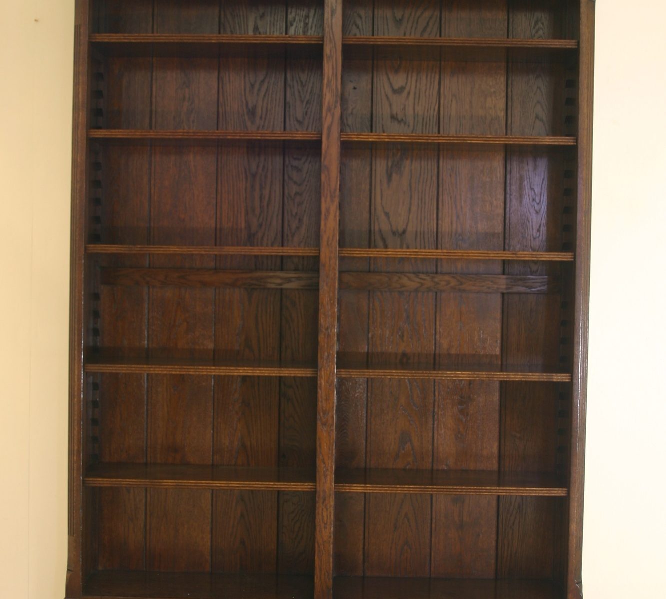 Double bookcase two drawers 116a, front view — handmade by Bryn Hall in Suffolk