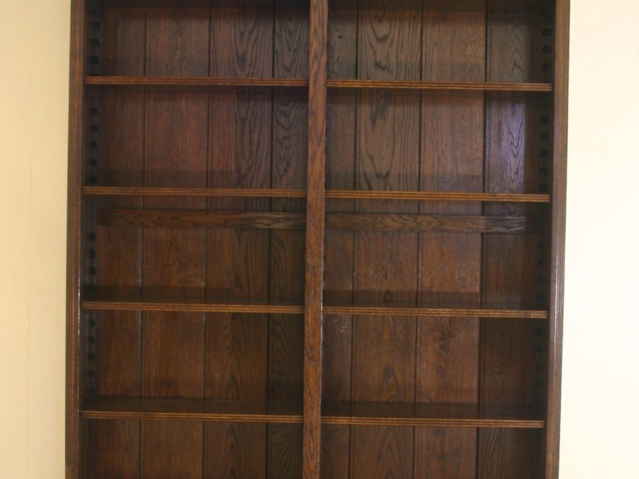 Double bookcase two drawers 116a, front view — handmade by Bryn Hall in Suffolk