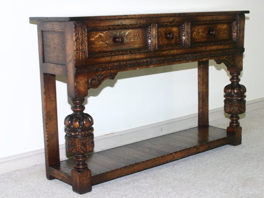 Carved bulbous leg buffet sideboard 958 — handmade by Bryn Hall in Suffolk