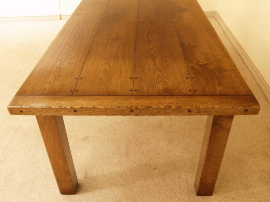 Close up oakamore table, top, view 2 — handmade by Bryn Hall in Suffolk
